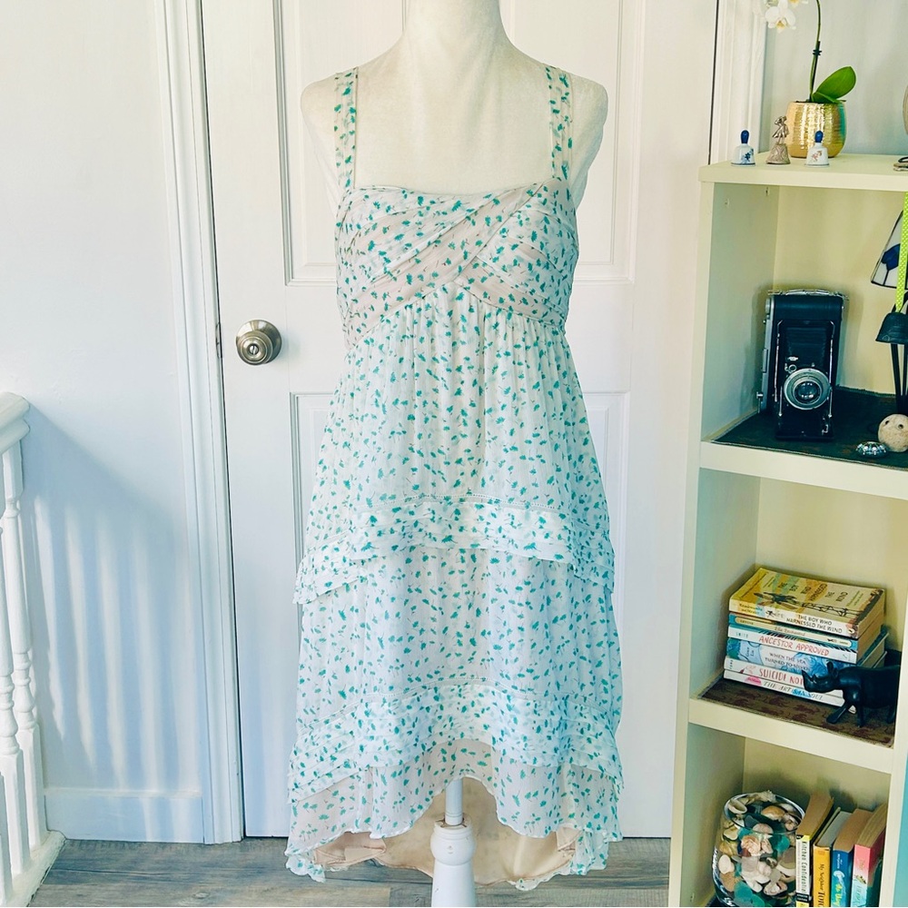 J. Crew Silk Chiffon Floral Trellis High Low Maxi Dress (size 8)